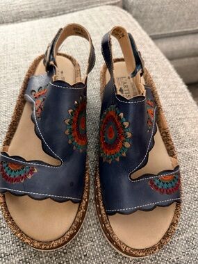 Spring Step L'Artiste Judy Blu Boho Sandals Size EU 39 US 8.5